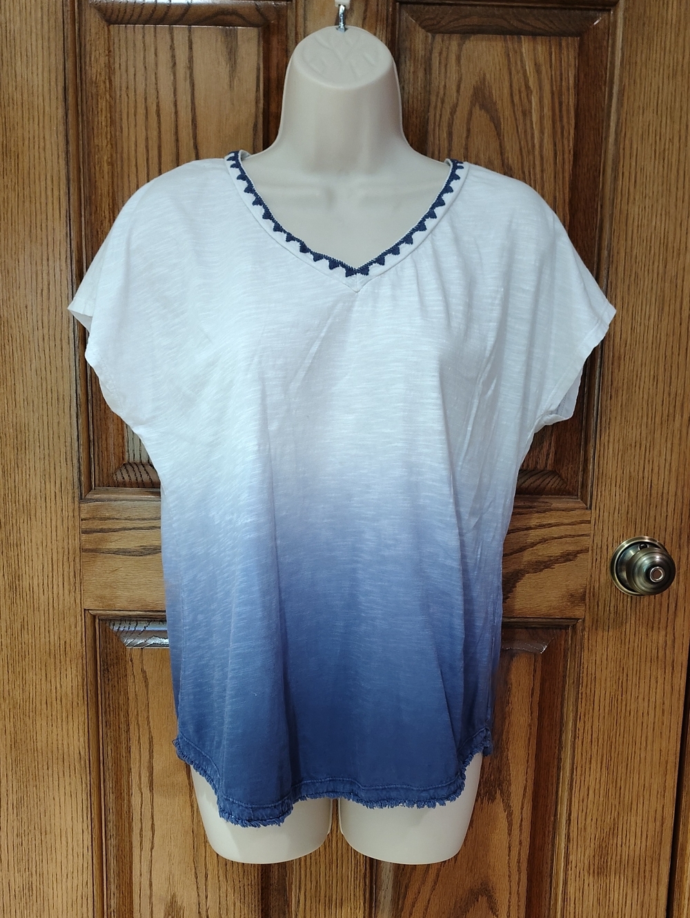 Sonoma White to Navy Ombre V-Neck Tunic